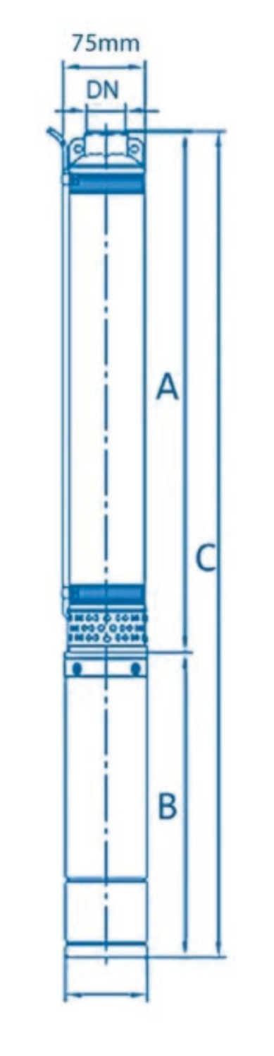 Dimensional Submersa 3 pol | 2-SL-06-09-13-18 COM CAPACITOR EMBUTIDO